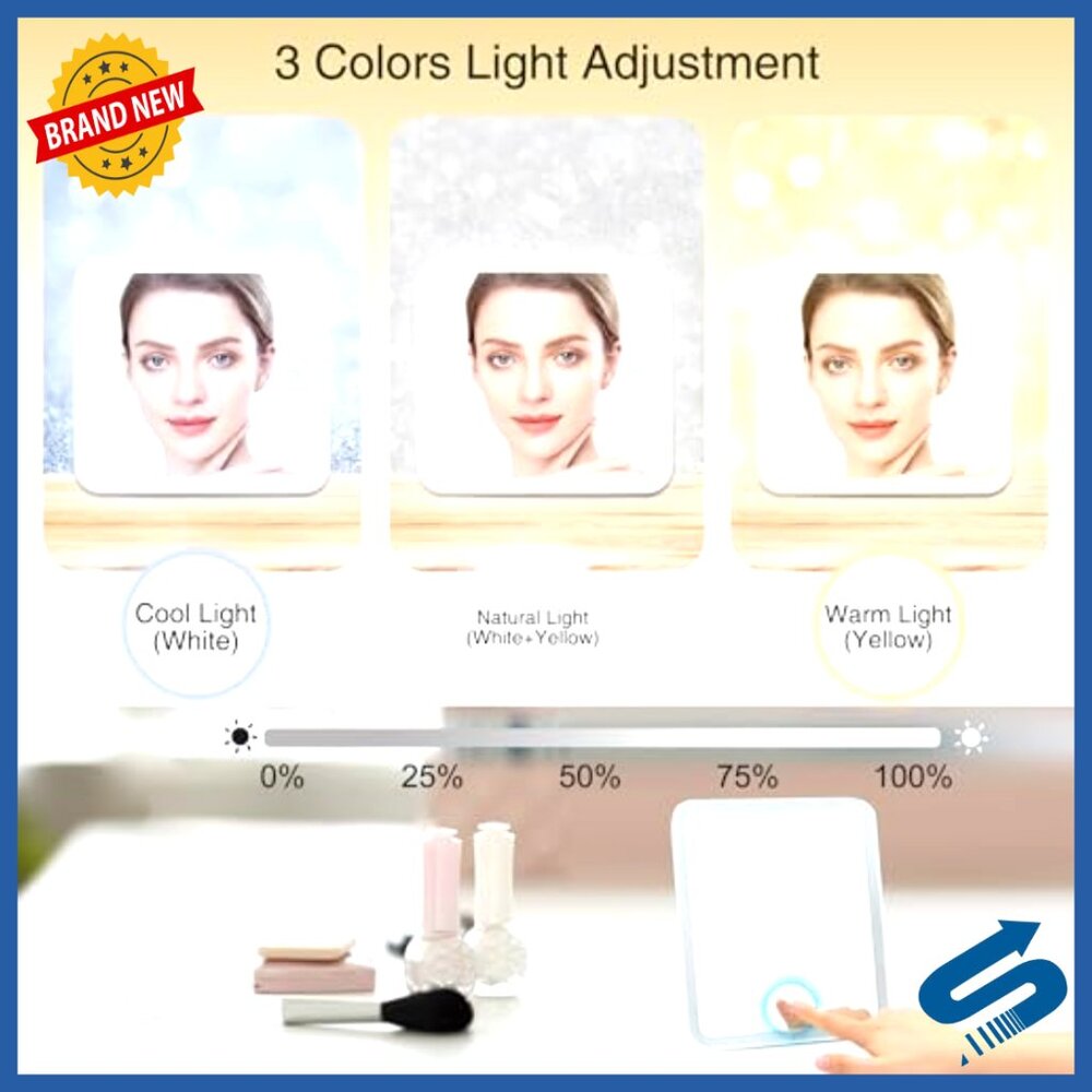 LED Mirror Travel Makeup Case with Adjustable Dividers and Brush Holder - Picture 3 of 6